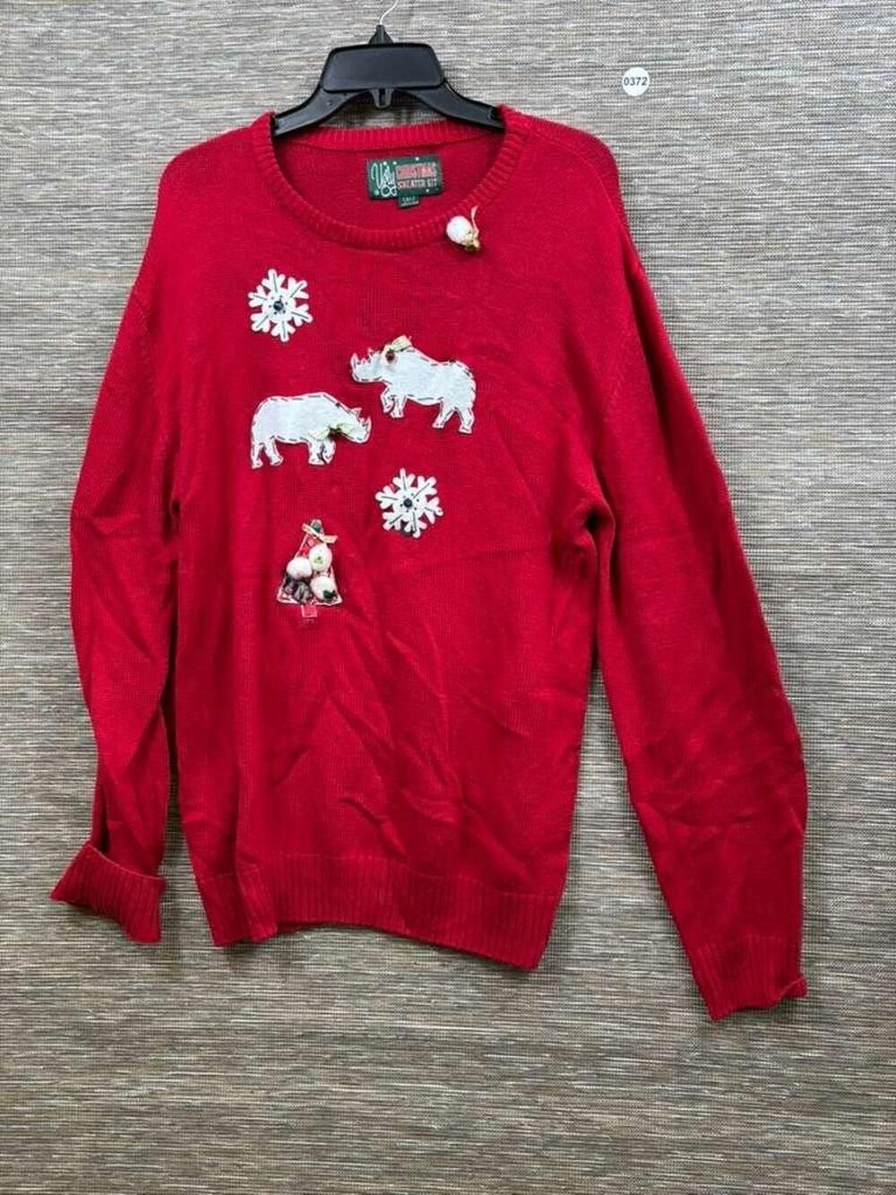 Ugly Christmas Sweater Kit Sweater Womens XL Red Animal Ugly Graphic Pullover